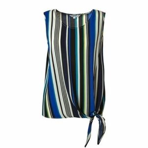 𝅺Cleo Mix Stripe Tie Front Crepe Blouse   Women's Size L